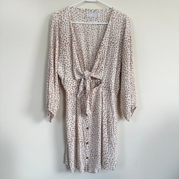 Faithfull The Brand Women MEDIUM Mini Dress Marigot Tie Front Azalea Floral Boho - Picture 2 of 12